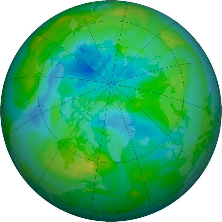 Arctic ozone map for 05 September 1991